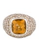 Ring 14K Citrine & Diamond Domed Pavé Ring