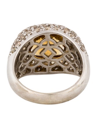Ring 14K Citrine & Diamond Domed Pavé Ring