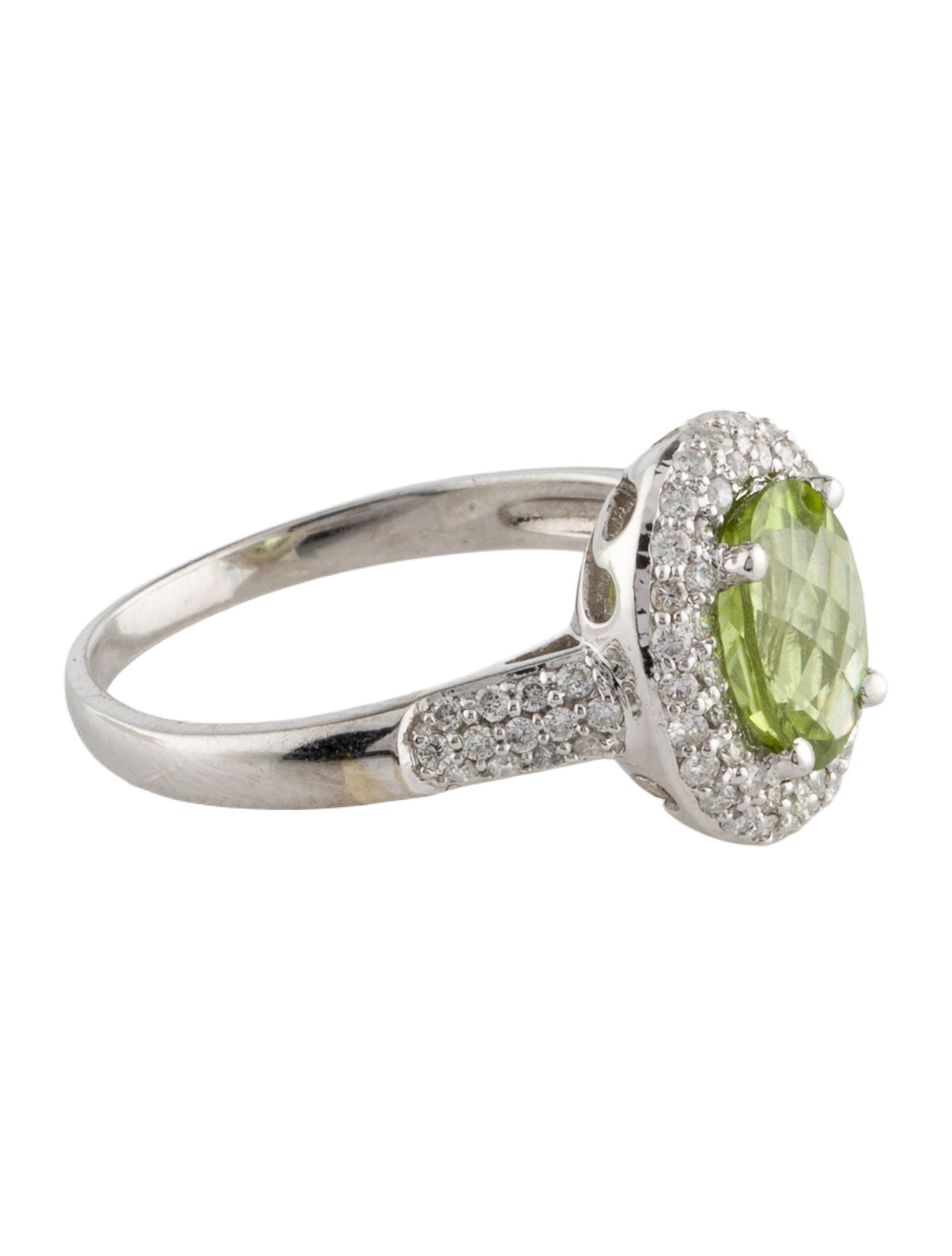 Ring 14K Peridot & Diamond Cocktail