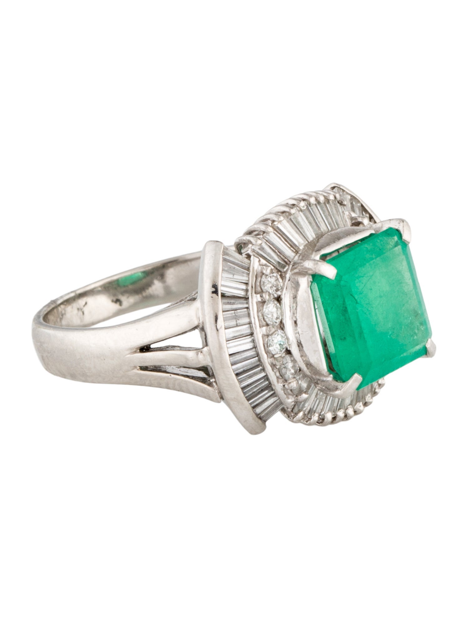 Ring Platinum 2.28ct Emerald & Diamond Cocktail Ring