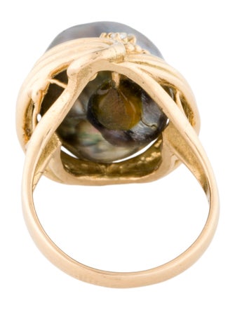 Ring 18K Pearl & Diamond Cocktail Ring