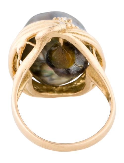 Ring 18K Pearl & Diamond Cocktail Ring