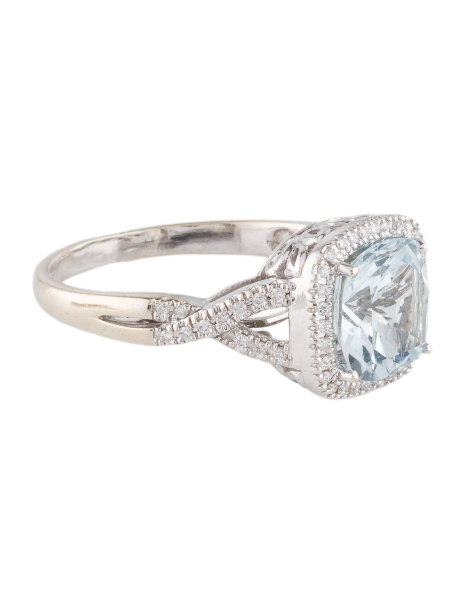 Ring 14K 3.17ct Aquamarine and Diamond Cocktail