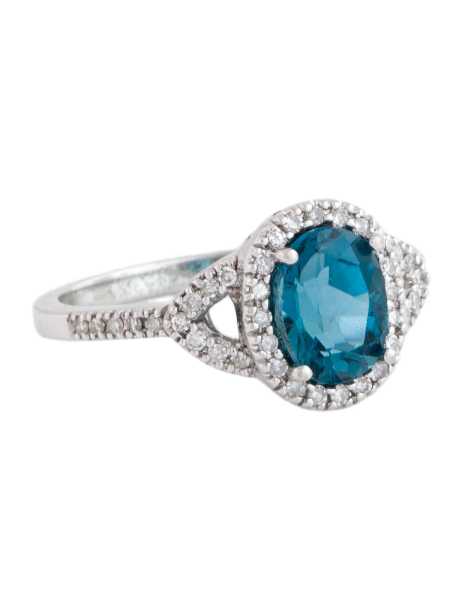 Ring 10K Topaz & Diamond Halo Cocktail