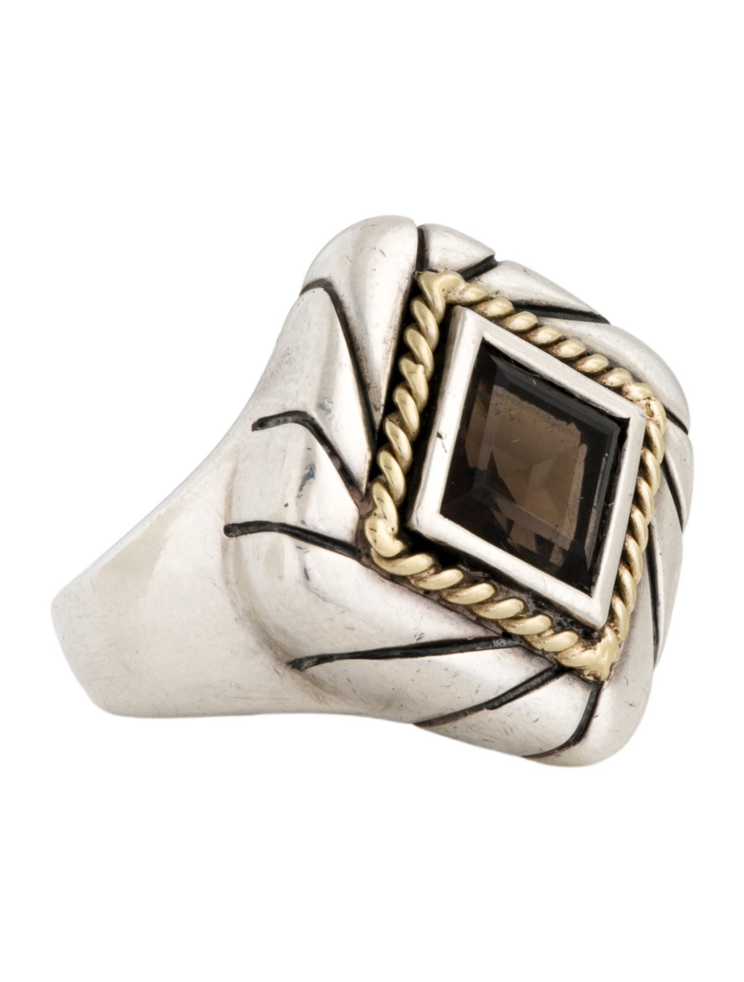 Ring Leon Smoky Quartz Square Cocktail Ring