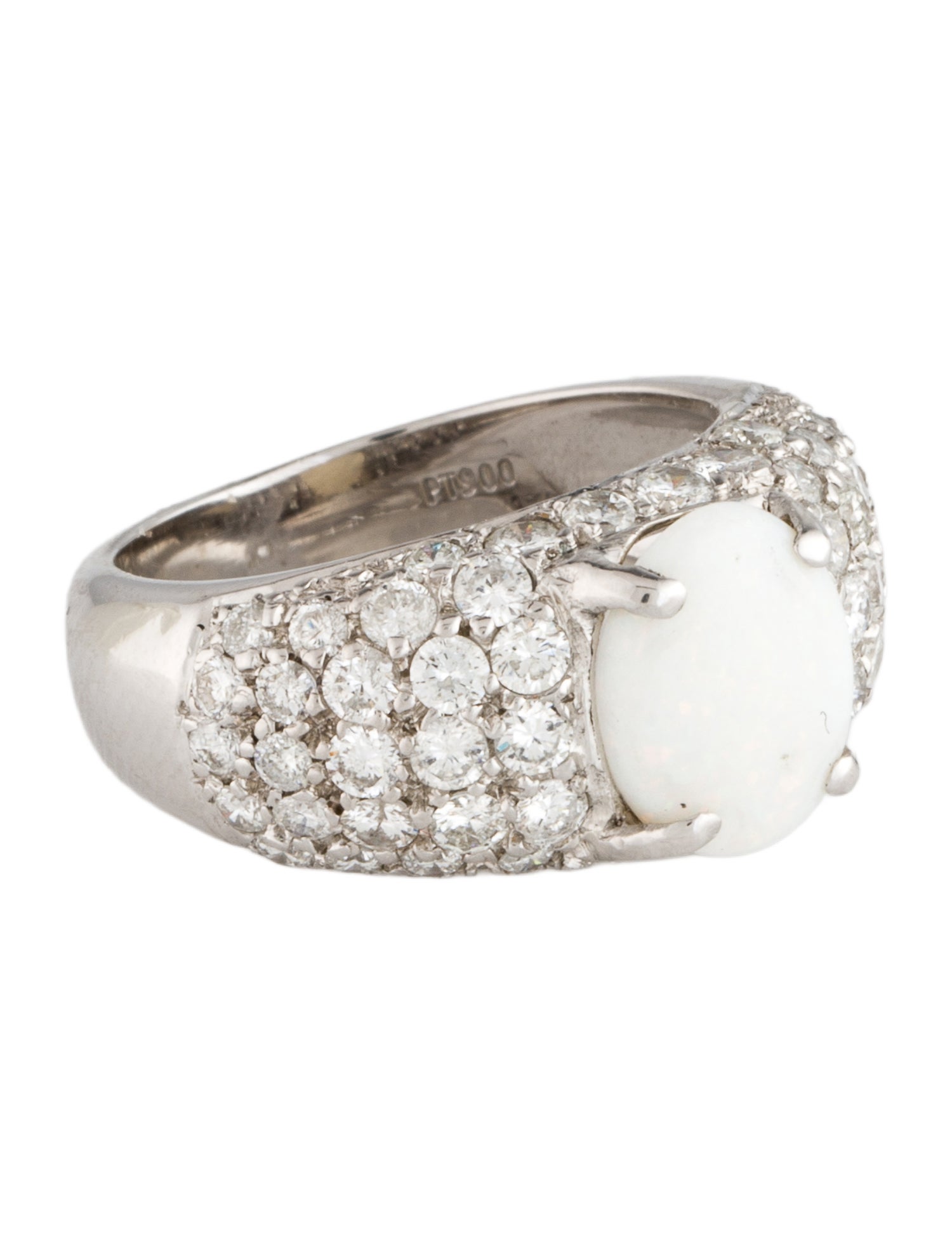 Ring Platinum 1.24ct Opal & Diamond Cocktail