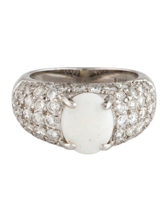 Ring Platinum 1.24ct Opal & Diamond Cocktail Ring