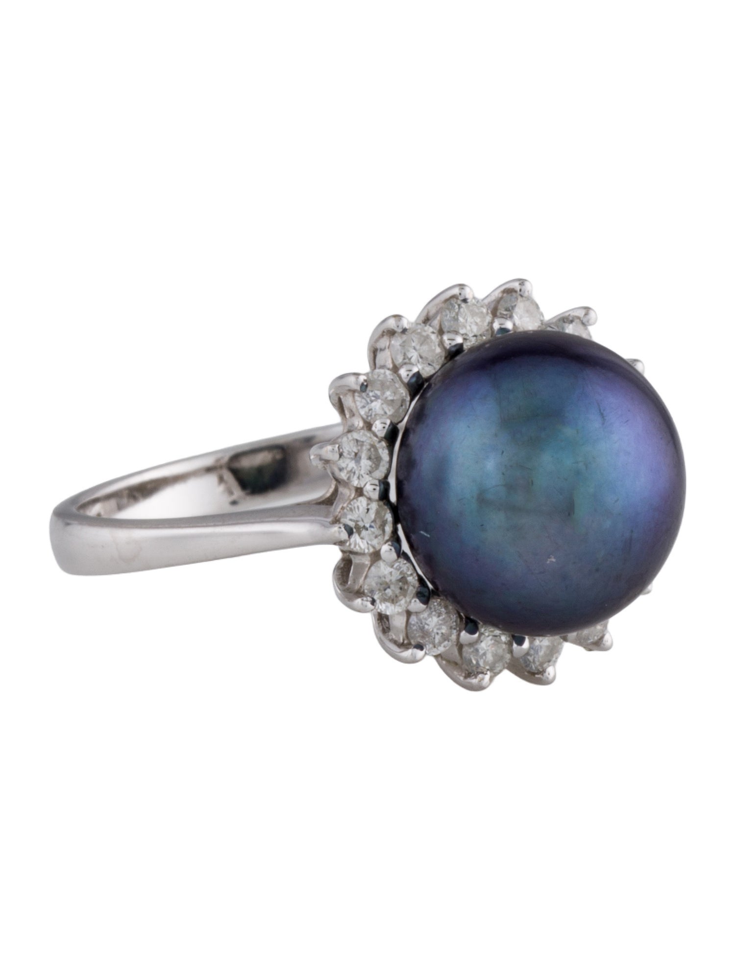 Ring 14K Pearl & Diamond Cocktail