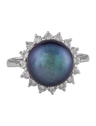 Ring 14K Pearl & Diamond Cocktail Ring
