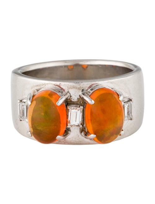 Ring Platinum 4.45ctw Fire Opal & Diamond Cocktail Ring