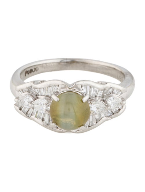 Ring Platinum 1.94ct Cat's Eye Chrysoberyl & Diamond Cocktail Ring