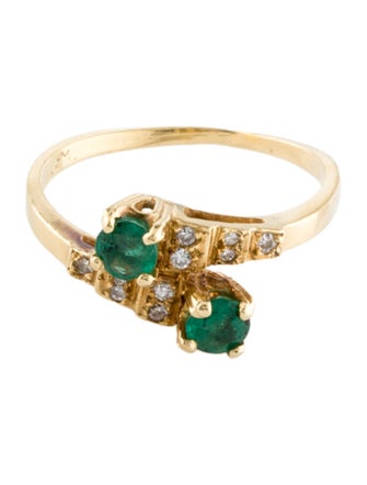 Ring 18K Emerald & Diamond Cocktail Ring
