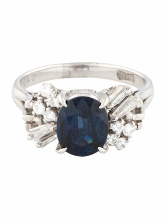 Ring Platinum 2.10ct Sapphire & Diamond Cocktail Ring