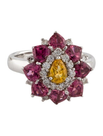 Ring 18K 2.78ctw Tourmaline, Sapphire & Diamond Cocktail Ring