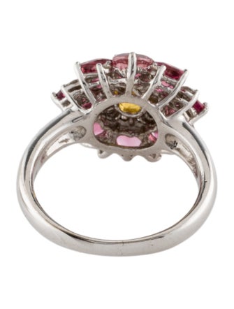 Ring 18K 2.78ctw Tourmaline, Sapphire & Diamond Cocktail Ring