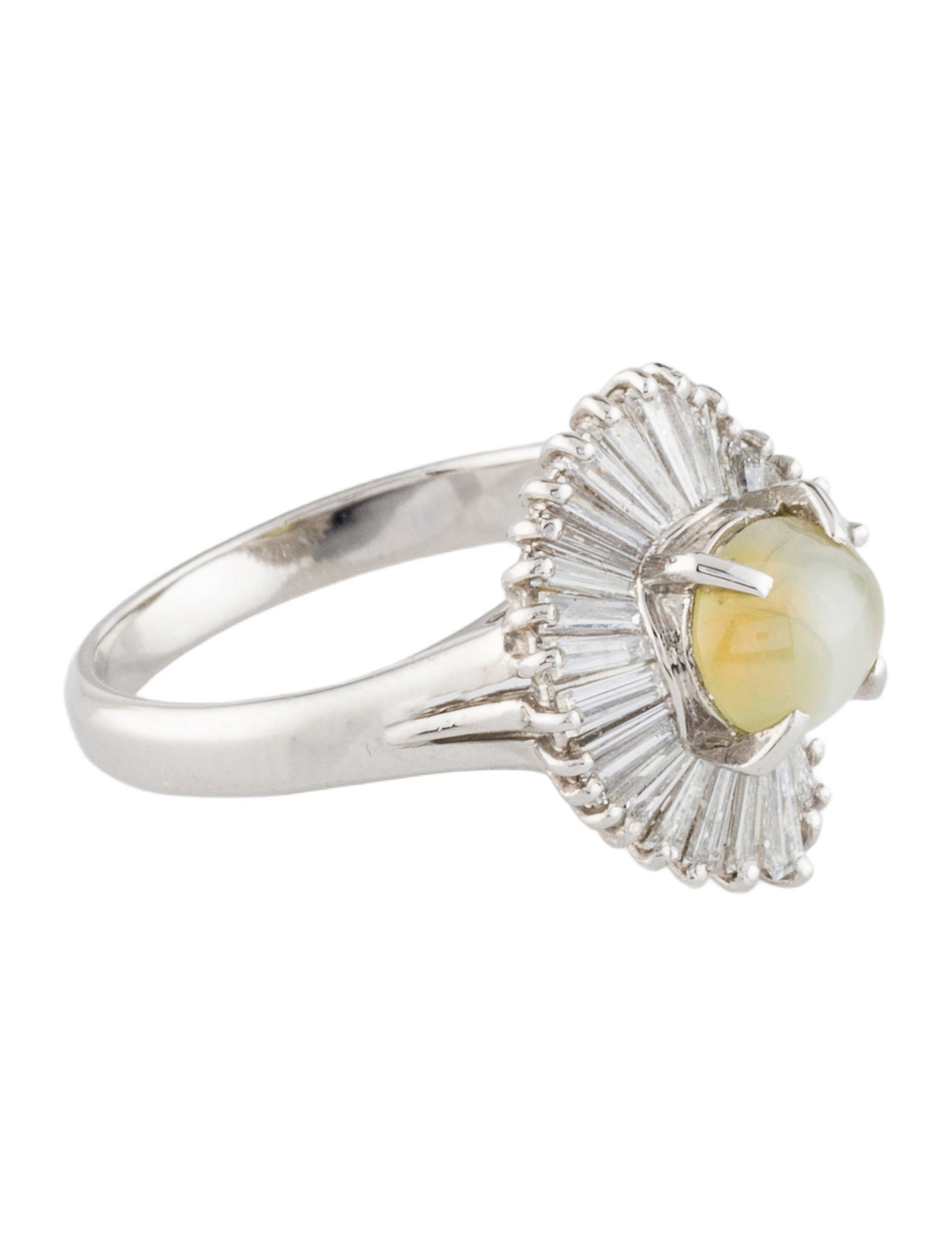 Ring Platinum 1.19ct Cat's Eye Chrysoberyl & Diamond Cocktail Ring
