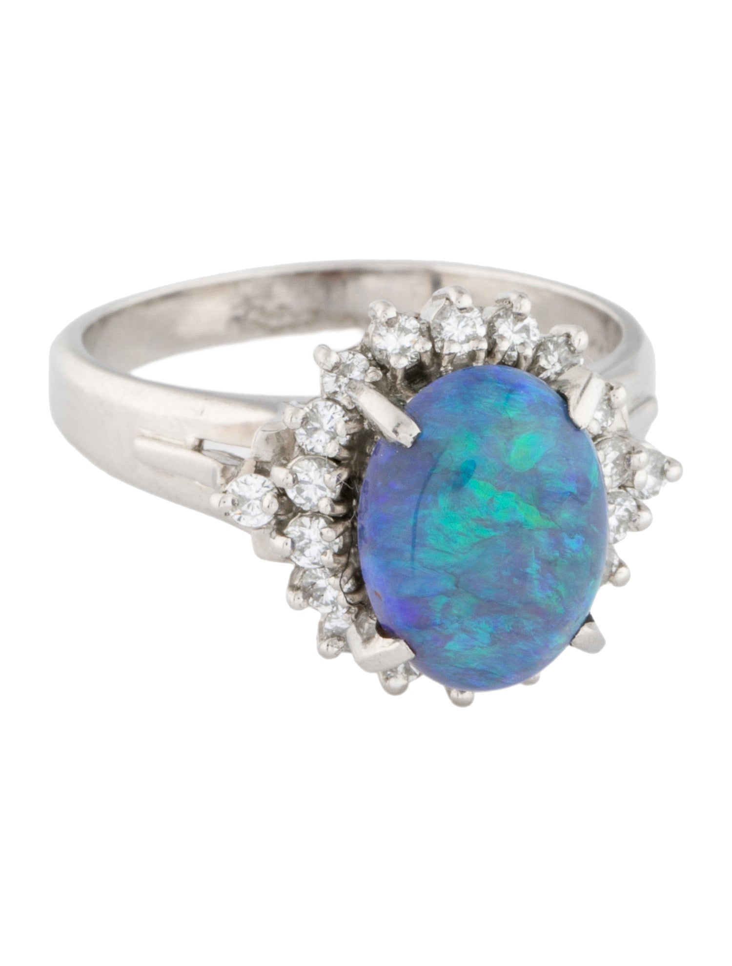 Ring Platinum 2.38ct Opal & Diamond Cocktail