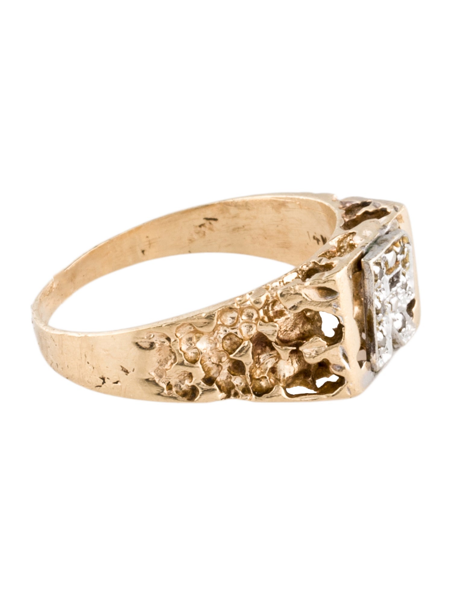 Ring 14K Diamond 'R' Cocktail Ring