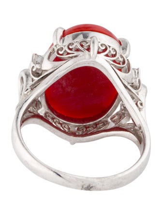 Ring Platinum Coral & Diamond Cocktail Ring