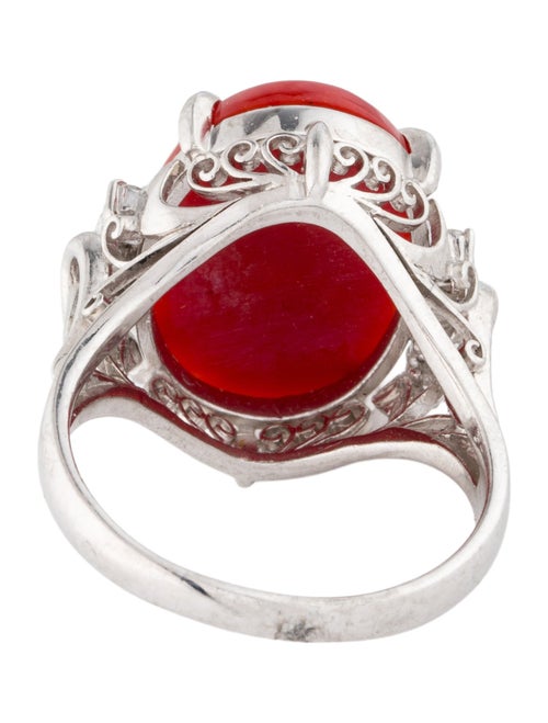 Ring Platinum Coral & Diamond Cocktail Ring