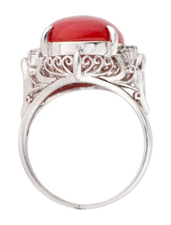 Ring Platinum Coral & Diamond Cocktail Ring