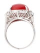 Ring Platinum Coral & Diamond Cocktail Ring