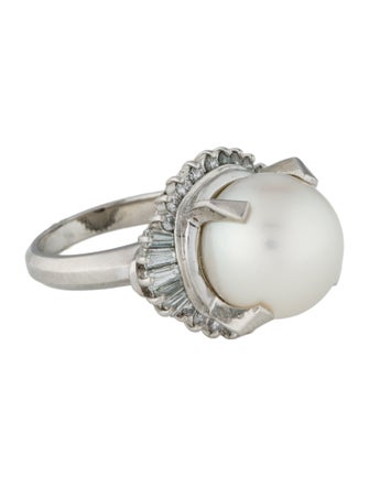 Ring Platinum Pearl & Diamond Cocktail Ring