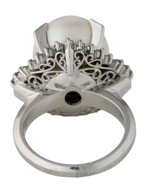 Ring Platinum Pearl & Diamond Cocktail Ring