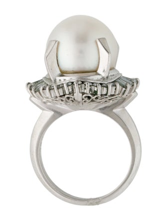 Ring Platinum Pearl & Diamond Cocktail Ring