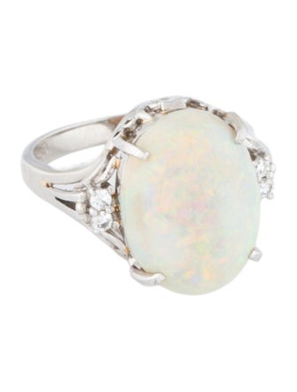 Ring Platinum 5.31ct Opal & Diamond Cocktail Ring