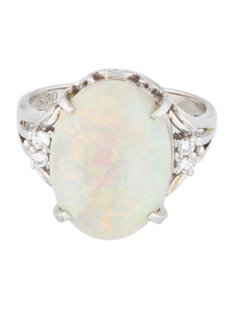 Ring Platinum 5.31ct Opal & Diamond Cocktail Ring