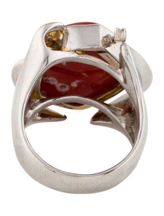Ring Platinum Coral & Diamond Cocktail Ring