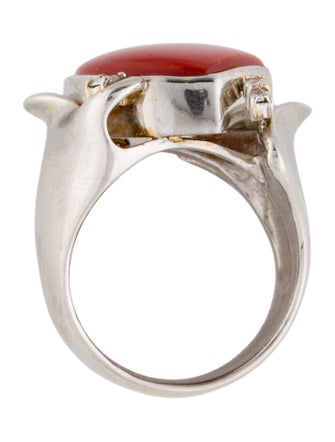 Ring Platinum Coral & Diamond Cocktail Ring