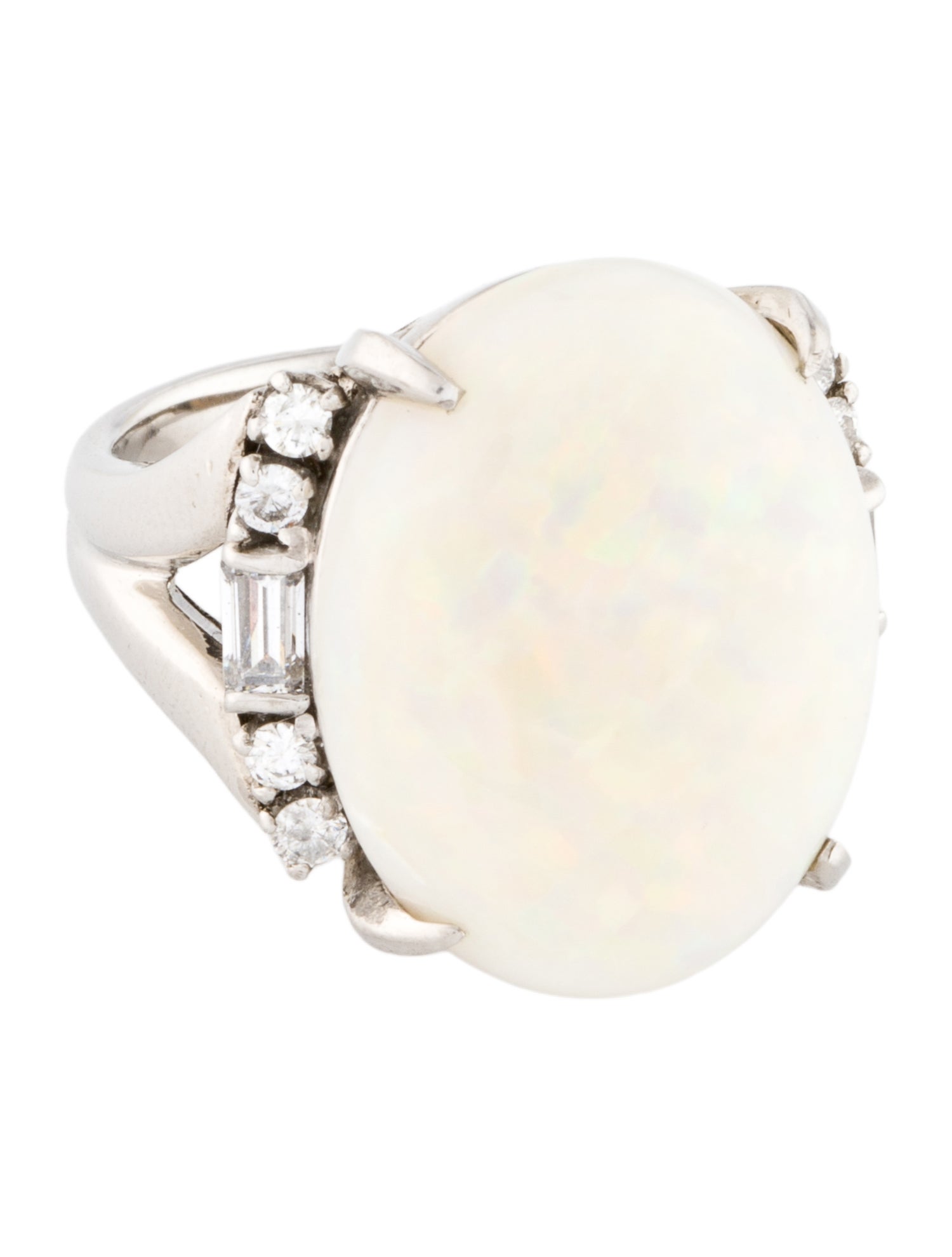 Ring Platinum 10.71ct Opal & Diamond Cocktail Ring