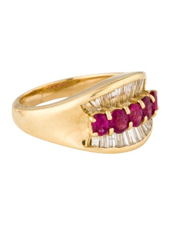 Ring 18K 1.13ctw Ruby & Diamond Wide Tapered Band