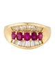 Ring 18K 1.13ctw Ruby & Diamond Wide Tapered Band