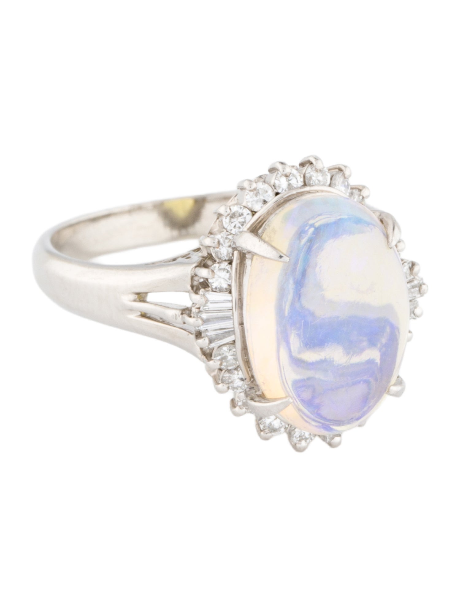 Ring Platinum 2.41ct Opal & Diamond Cocktail