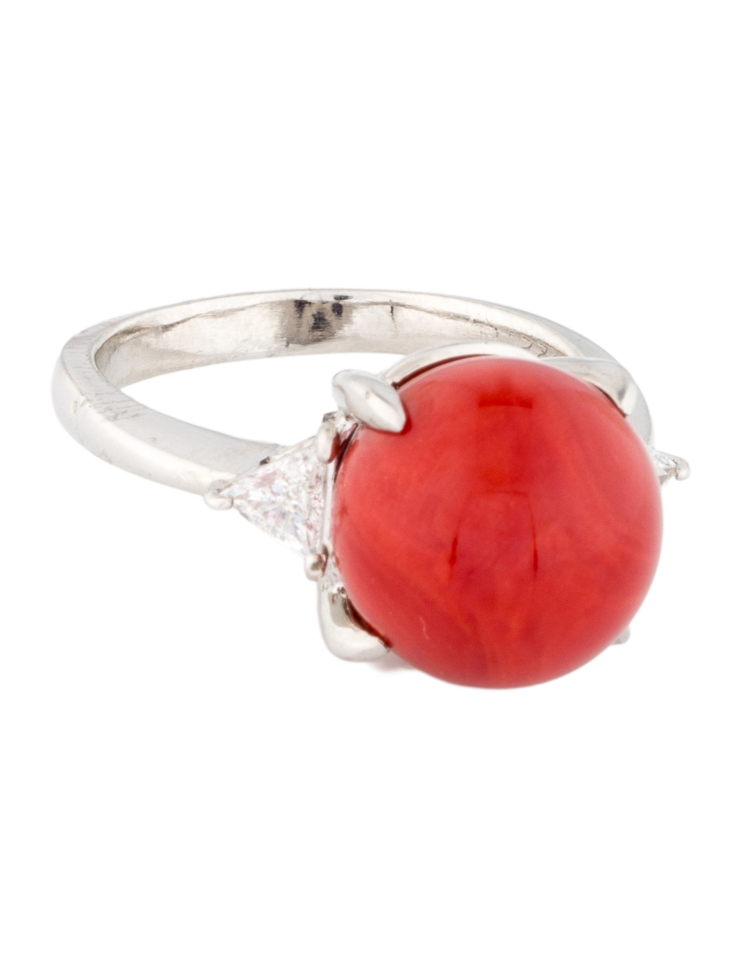 Ring Platinum Coral & Diamond Cocktail Ring