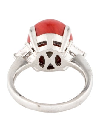 Ring Platinum Coral & Diamond Cocktail Ring