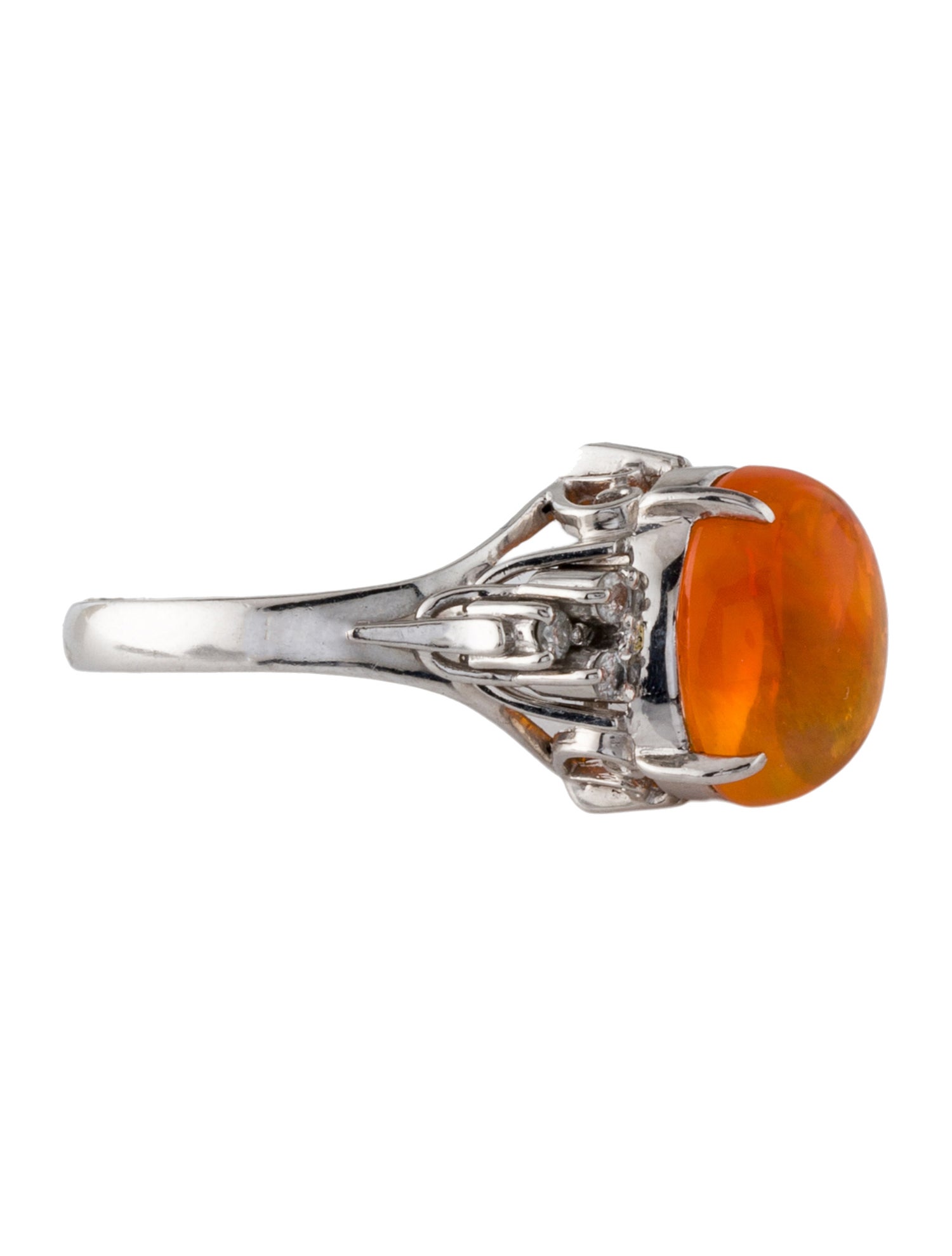 Ring Platinum 3.45ct Fire Opal & Diamond Cocktail Ring
