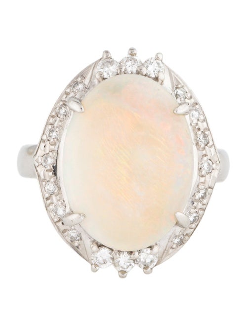 Ring Platinum Opal & Diamond Cocktail Ring