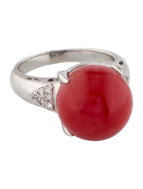 Ring Platinum Coral & Diamond Cocktail Ring