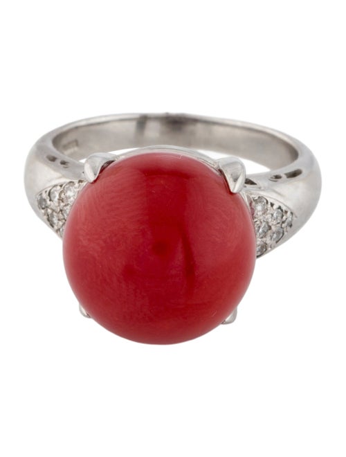 Ring Platinum Coral & Diamond Cocktail Ring