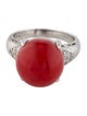 Ring Platinum Coral & Diamond Cocktail Ring