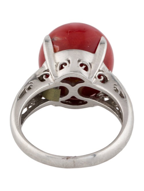 Ring Platinum Coral & Diamond Cocktail Ring