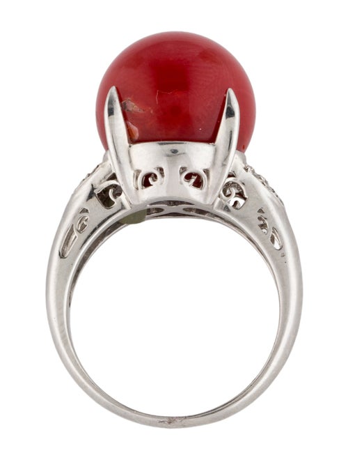 Ring Platinum Coral & Diamond Cocktail Ring