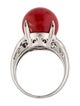 Ring Platinum Coral & Diamond Cocktail Ring