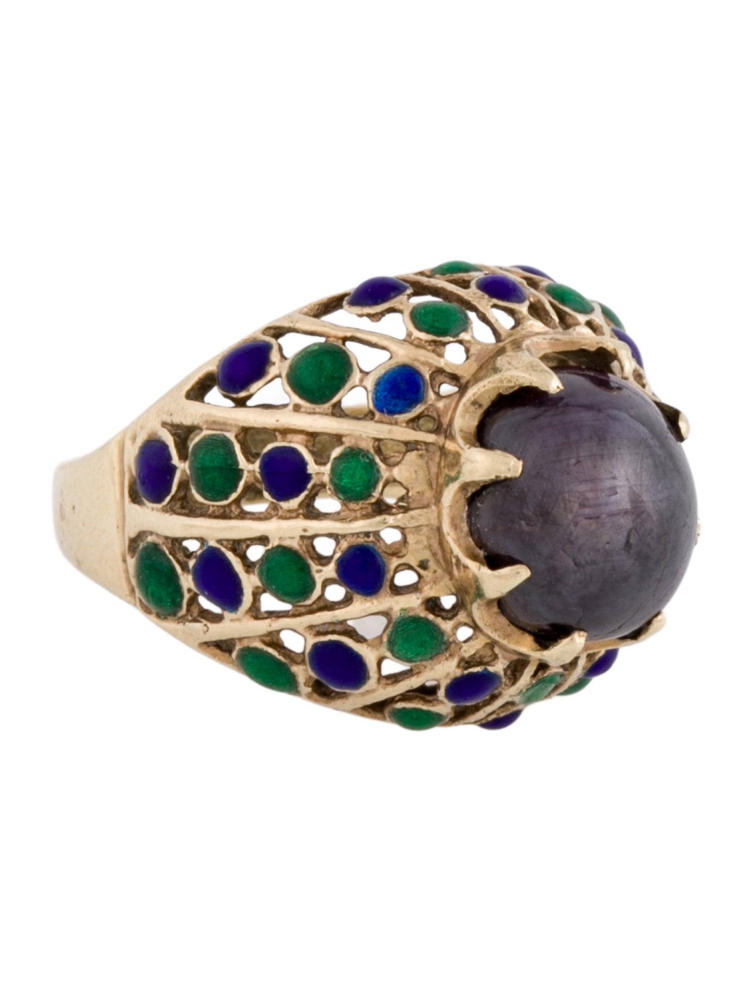 Ring 14K Star Ruby & Enamel