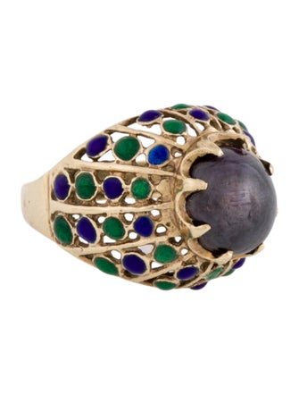 Ring 14K Star Ruby & Enamel Ring