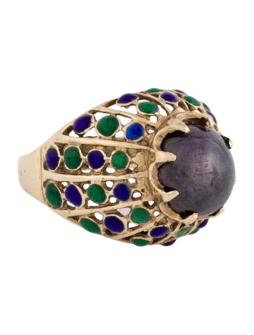 Ring 14K Star Ruby & Enamel Ring